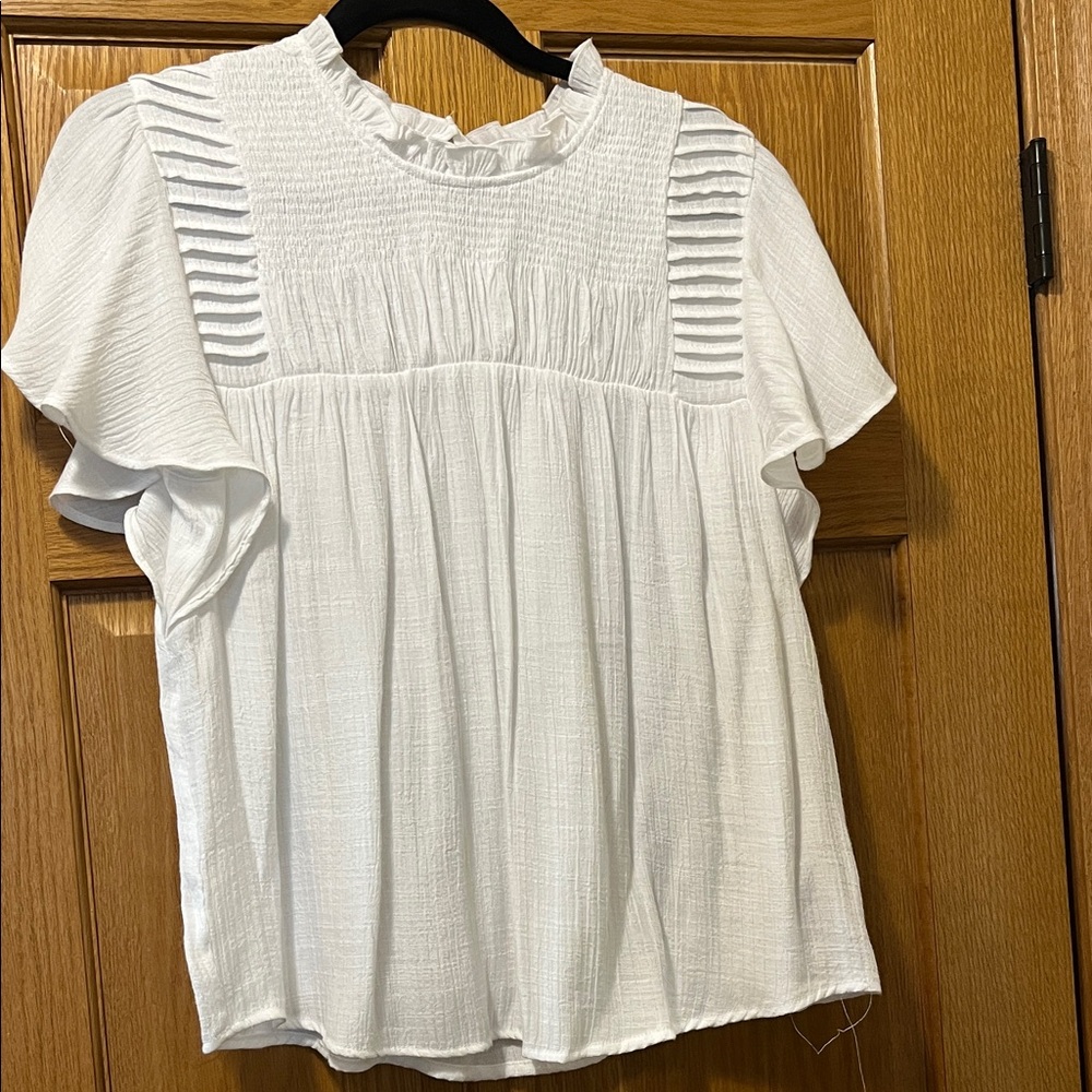 A Nanette Lepore White Pleated Blouse